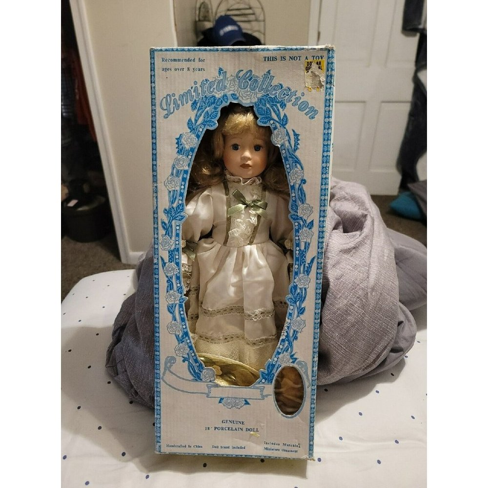 VTG RARE Limited Collection Porcelain Doll with Matching Miniature Ornament NIB